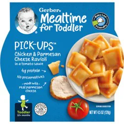 Gerber Pick Ups Chicken And Parmesan Cheese Ravioli In Tomato Sauce Toddler Meals Tray - 4.5 Oz