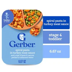 Gerber Spiral Pasta In Turkey Meat Sauce With Green And Yellow Beans Toddler Food Tray - 6.67 Oz