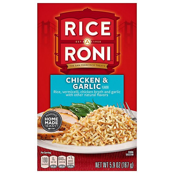 slide 1 of 1, Rice-A-Roni Rice Chicken & Garlic Flavor Box - 5.9 Oz, 5.9 oz