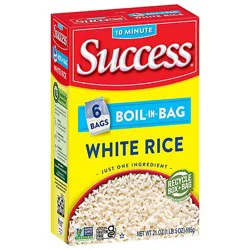 Success Boil-In-Bag Rice White Enriched Precooked 6 Count - 21 Oz