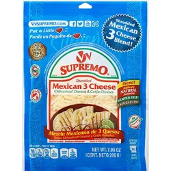 V&v Supremo Mexican Shredded 3 Cheese - 7.06 Oz