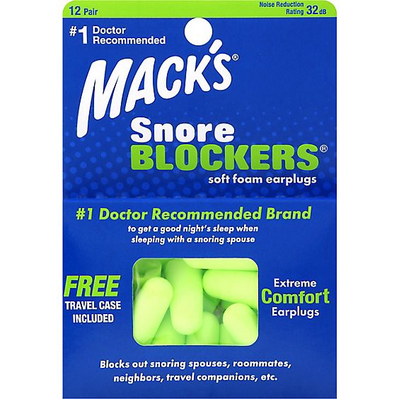 slide 1 of 1, Macks Earplugs Snore Blockers - 12 Count, 12 ct