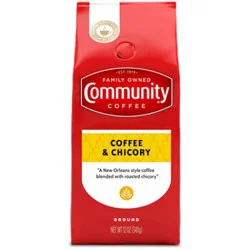 Community Coffee Coffee And Chicory Medium-Dark Roast Ground - 12 Oz
