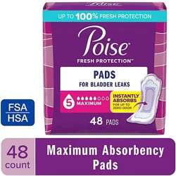 Poise Incontinence Pads 5 Drop Absorbency Incontinence Pads - 48 Count