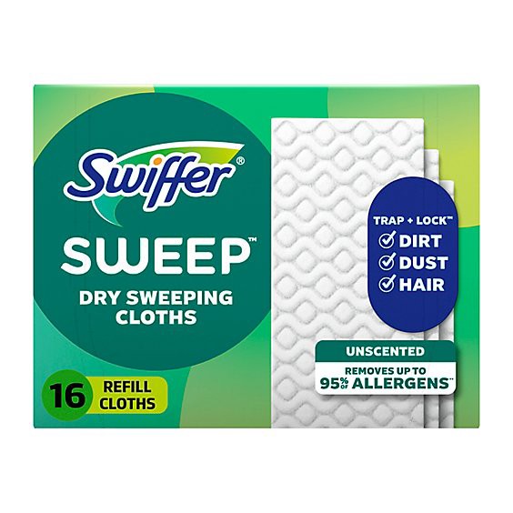 slide 1 of 1, Swiffer Sweeper Dry Sweeping Cloths Refills Unscented - 16 Count, 16 ct