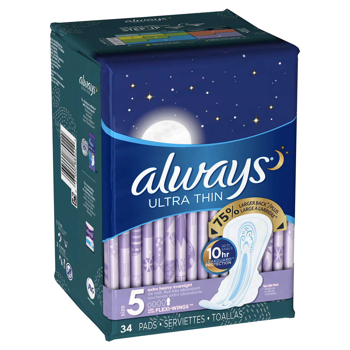 slide 2 of 4, Always Ultra Thin Extra Heavy Overnight Pads - Size 5, 