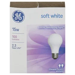 Ge Soft White 15 A/w 15 Watt - 2 Count