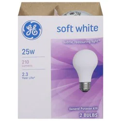 Ge Soft White A/w 25 Watt 2 Pk - 2 Count
