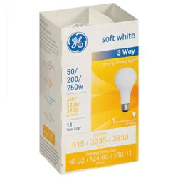 Ge Soft White 3 Way 50 200 250 - Each