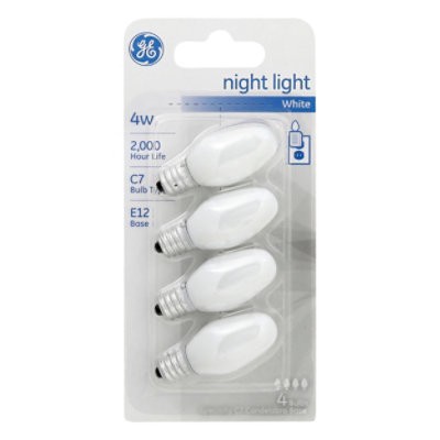 slide 1 of 1, Ge Lightbulb Night Light White 4 Watt - Each, 4 ct