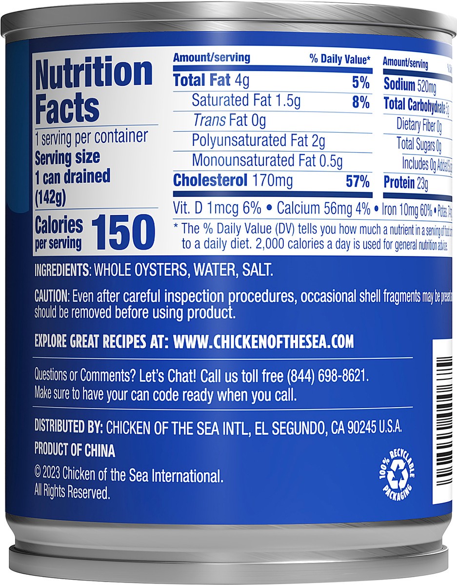 slide 7 of 10, Chicken Of The Sea Oysters Whole - 8 Oz, 8 oz