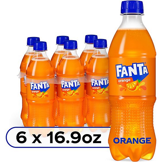 slide 1 of 3, Fanta Orange Soda Soft Drinks Bottles Pack - 6-16.9 Fl. Oz., 6 ct; 16.9 fl oz