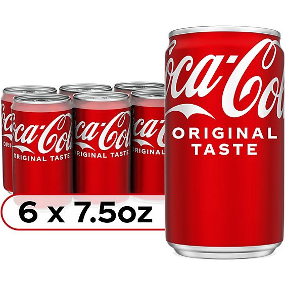 slide 1 of 3, Coca-Cola Soda Pop Classic - 6-7.5 Fl. Oz., 6 ct; 7.5 fl oz