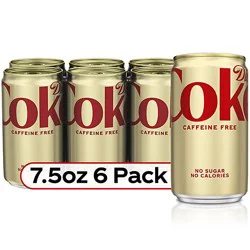 Diet Coke Soda Pop Cola Caffeine Free Mini Cans - 6-7.5 Fl. Oz.