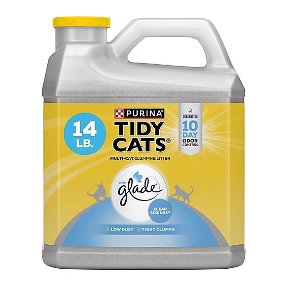 slide 1 of 7, Tidy Cats Cat Litter Clumping For Multiple Cats With Glade Clear Springs Jug - 14 Lb, 14 lb