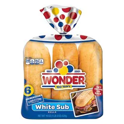 Wonder Bread White Bread Sandwich Rolls 6 Count - 19 Oz