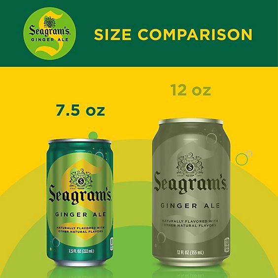 slide 1 of 3, Seagrams Soda Pop Ginger Ale In Mini Cans - 6-7.5 Fl. Oz., 6 ct; 7.5 fl oz
