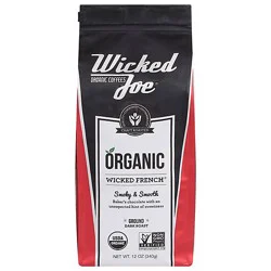 Wicked Joe Coffee Organic Fair Trade Ground Dark Roast Wicked French - 12 Oz