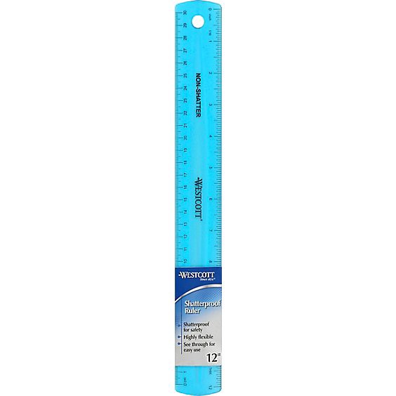 slide 1 of 1, Westcott Ruler Shatterproof Clear 12 Inch - Each, 1 ct