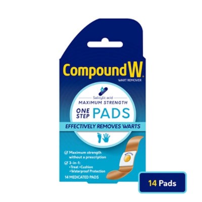 slide 1 of 7, Compound W One Step Warts Remover - 14 Count, 14 ct