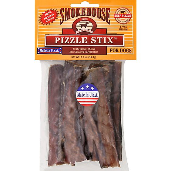 slide 1 of 1, Smokehouse Dog Treats Beef Pizzle Pizzle Sticks Medium 6 Count - 0.5 Oz, 6 ct