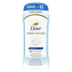 Dove Invisible Solid Original Clean Antiperspirant Deodorant Stick Twin Pack - 2-2.6 Oz