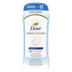 Dove Invisible Solid Original Clean Antiperspirant Deodorant Stick Twin Pack - 2-2.6 Oz