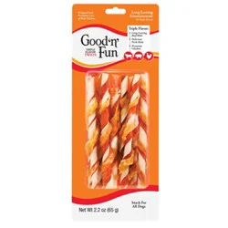 Good 'n' Fun Triple Flavor Twists Rawhide For Dogs 10 Count Pack - 2.2 Oz