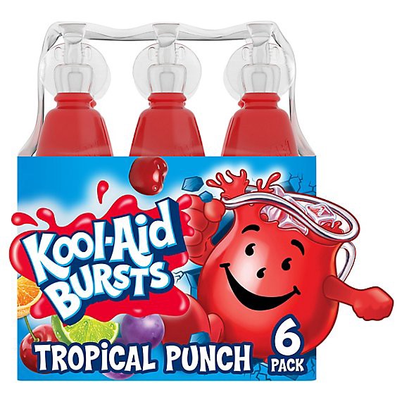 slide 1 of 8, Kool-Aid Bursts Tropical Punch Artificially Flavored Soft Drink - 6 - 6.75 Fl. Oz., 6 ct; 6.75