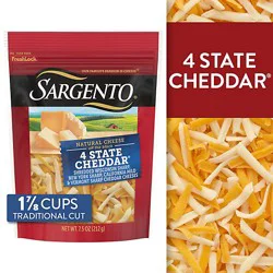 Sargento Shredded 4 State Cheddar Natural Cheese - 7.5 Oz