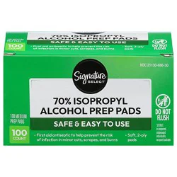 Signature Select/care Prep Pads Alcohol Isopropyl 70% - 100 Count