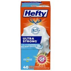 Hefty Trash Bag Tall Drawstring Ultra Strong Clean Burst - 40 Count