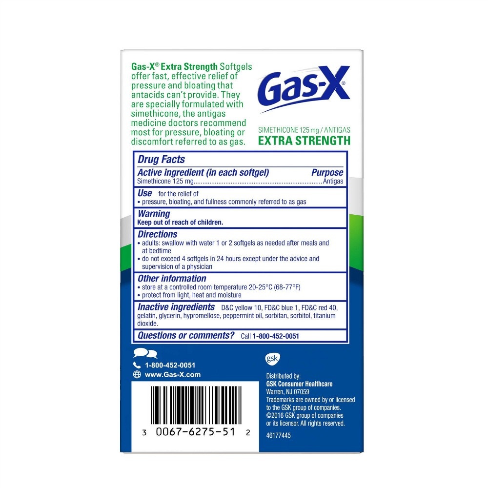 slide 4 of 6, Gas-X Extra Strength Gas Relief Softgels with Simethicone 125 mg - 50 Count, 50 ct