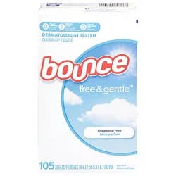 Bounce Fabric Softener Dryer Sheets Free & Gentle - 105 Count