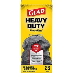 Glad Drawstring Forceflex Large Drawstring Trash Bags 30 Gallon - 25 Count