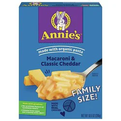 Annies Homegrown Macaroni & Cheese Classic Mild Cheddar Family Size Box - 10.5 Oz