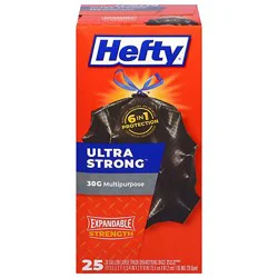 Hefty Trash Bags Drawstring Ultra Strong Multipurpose 30 Gallon Scent Free - 25 Count