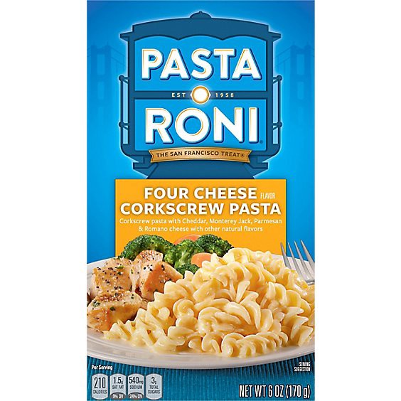 slide 1 of 1, Pasta Roni Pasta Corkscrew Four Cheese Box - 6 Oz, 6 oz