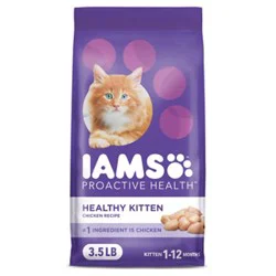 Iams Proactive Health With Chicken Cat Kibble Healthy Kitten Dry Cat Food - 3.5 Lbs