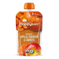 Happy Baby Organics Stage 2 Apples Pumpkin & Carrots Pouch - 4 Oz