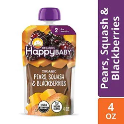 Happy Baby Organics Stage 2 Pears Squash & Blackberries Pouch - 4 Oz