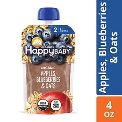 Happy Baby Organics Stage 2 Apples Blueberries & Oats Baby Food Pouch - 4 Oz