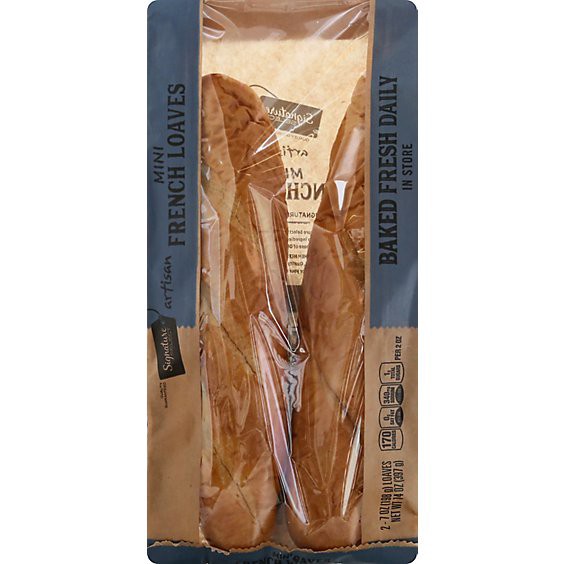 slide 1 of 1, Signature Select Bakery French Bread Mini Size - 2 Count, 14 oz