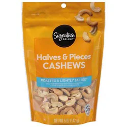 Signature Select Cashews Halves & Pieces Lightly Salted - 5 Oz
