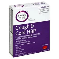Signature Select/care Cough & Cold Hbp Cough Suppressant Antihistamine Tablet - 16 Count