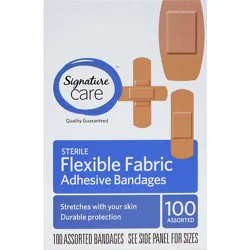 Signature Select/care Adhesive Bandages Flexible Fabric Sterile Assorted - 100 Count