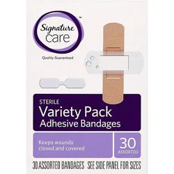 Signature Select/care Adhesive Bandages Variety Pack Sterile Assorted - 30 Count