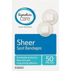 Signature Select/care Spot Bandages Sheer One Size - 50 Count