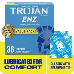 Trojan Enz Condoms For Contraception Plus Sti Protection Pack - 36 Count