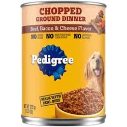 Pedigree Chopped Ground Dinner Beef Bacon & Cheese Flavor Adult Canned Soft Wet Dog Food - 13.2 Oz
